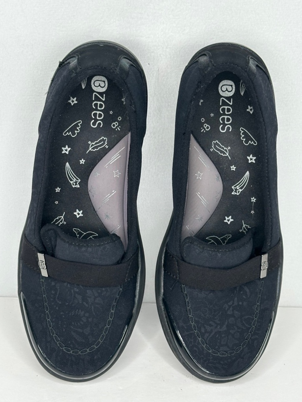 Bzees Nugget Black Slip-On Casual Loafers Sz 9
